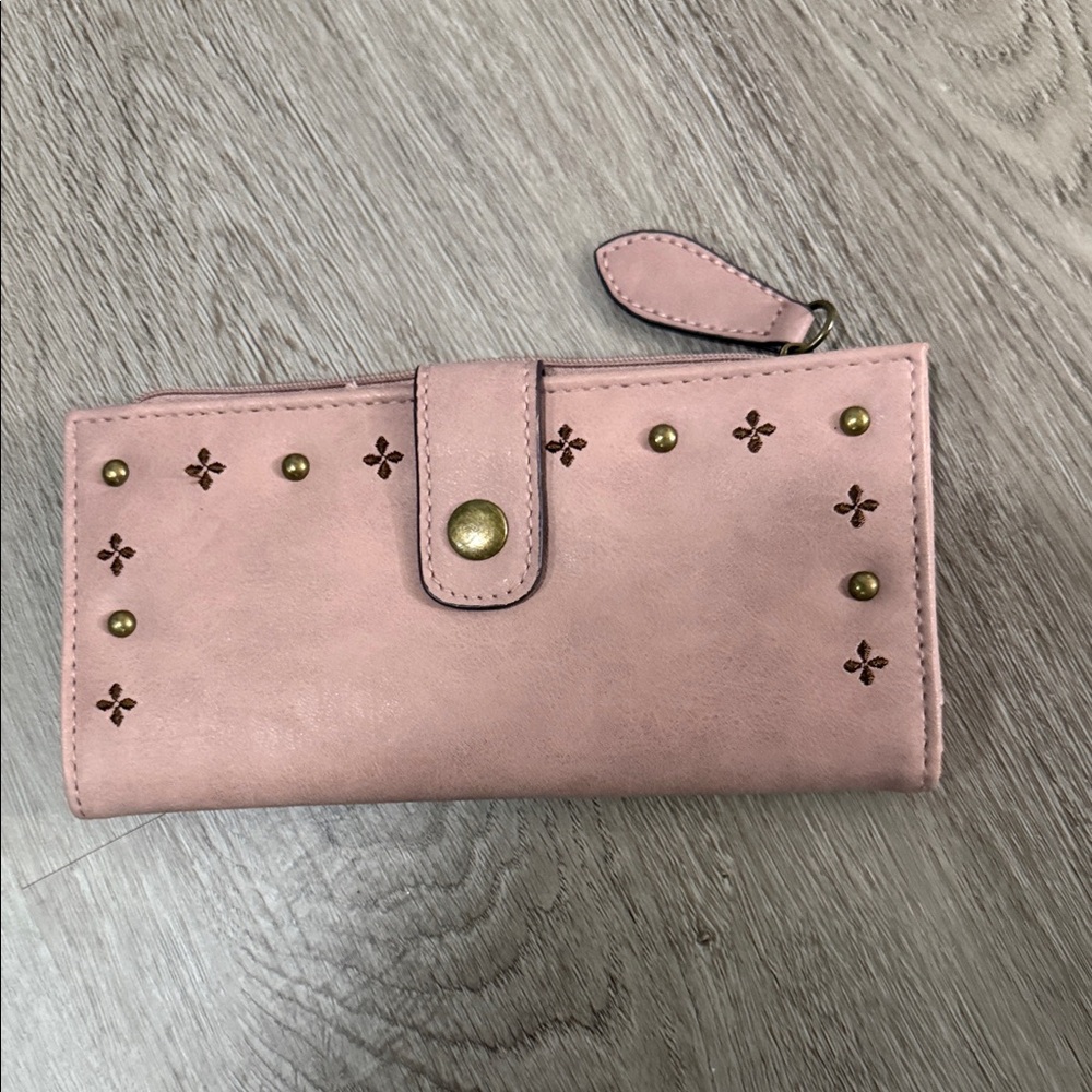 Maurices Blush Pink Wallet with Gold Accents